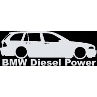 наклейка вырез. "BMW Diesel Power" (белый), упаковка - 2 шт.