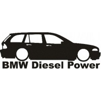 наклейка вырез. "BMW Diesel Power" (Черный), упаковка - 2 шт.