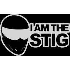 наклейка вырез "I am the stig" (белый)