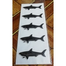 наклейка объем. акула (черный), упаковка - 5 шт.