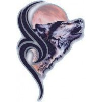 наклейка "волк на луну"