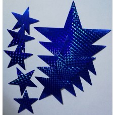 наклейка звезды (синий, голография), комплект (12 шт.)